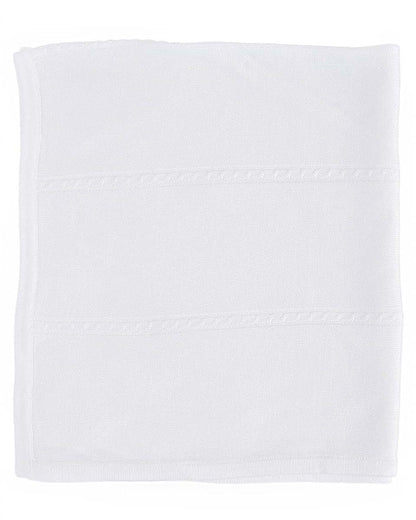 Christening Day Cable Knit Christening White Hand Crochet Cotton Shawl Blanket (photo 2)