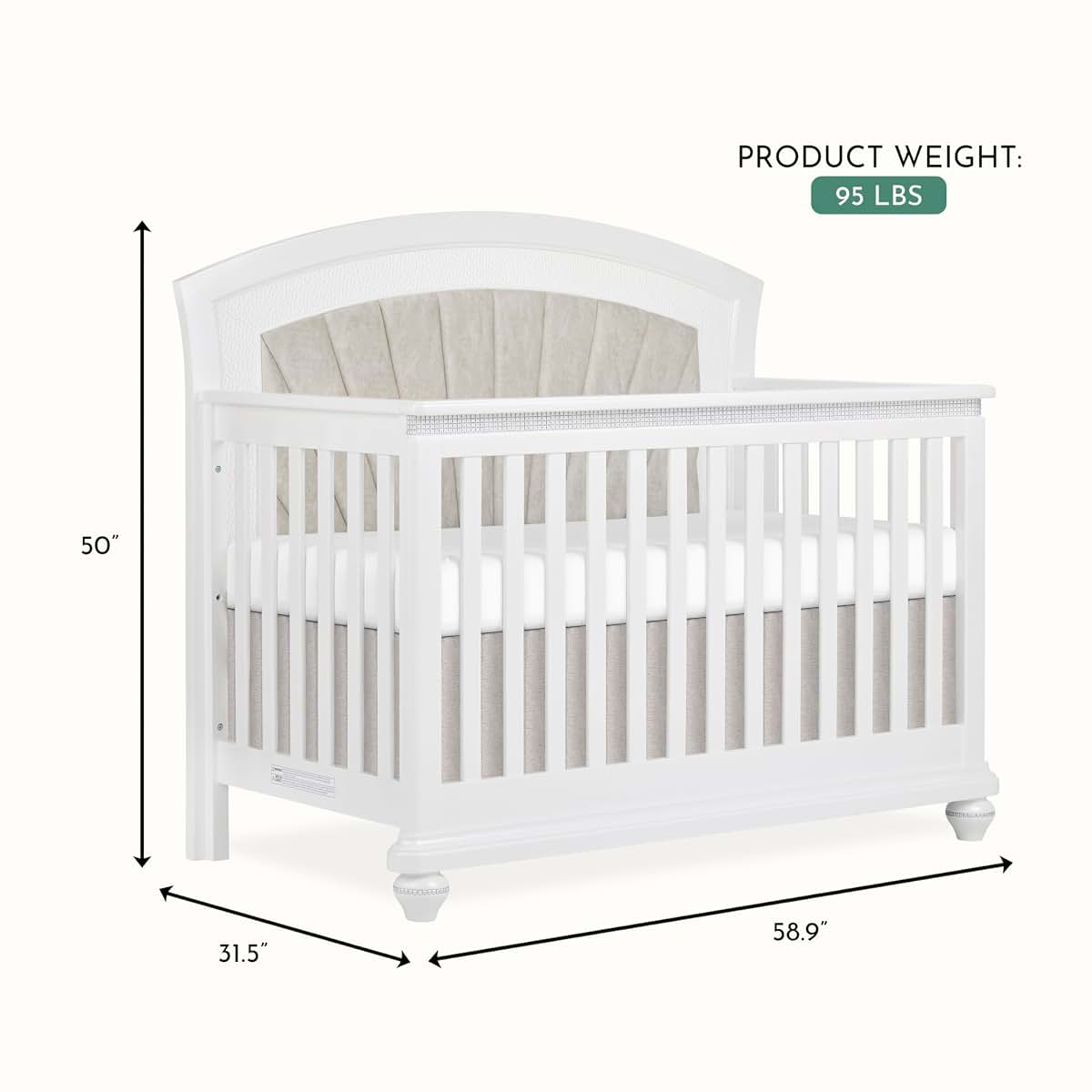 Evolur Nova 5-in-1 Convertible Full-Size Baby Crib in Shimmering Stardust (photo 3)