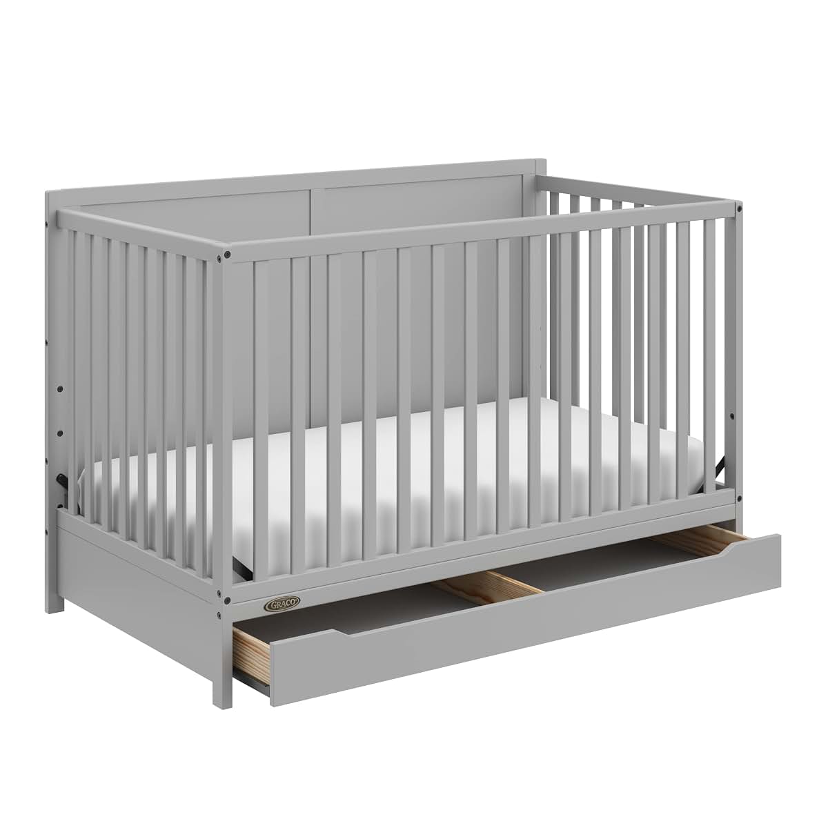 Graco Melrose 5-In-1 Convertible Crib With Drawer, Pebble Gray