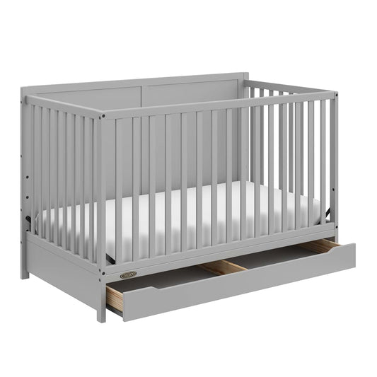 Graco Melrose 5-In-1 Convertible Crib With Drawer, Pebble Gray