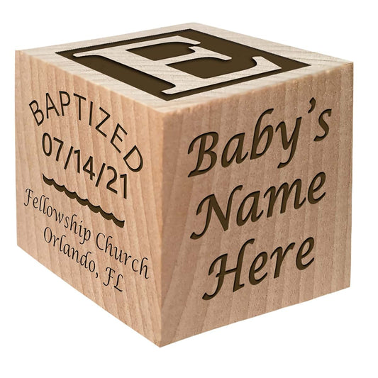 Glitzby Baptism - Christening - Dedication Keepsake - Personalized Baby Block Baptizm Gift Custom Engraved Wooden Baby