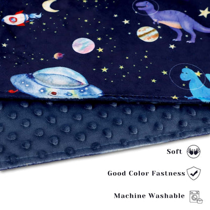 GFU Baby Blanket, Soft Minky Double Layer Receiving Blanket with Dotted Backing, 30 x 40 Inch, Navy Blue