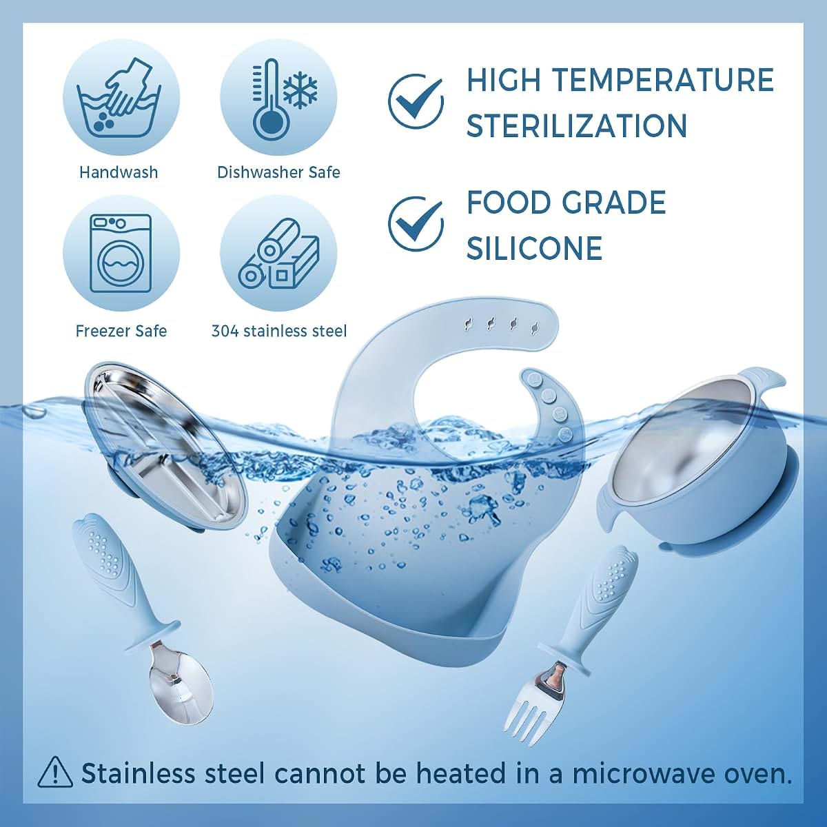 Stainless Steel Baby Feeding Set | 7 Pieces for Toddlers & Babies