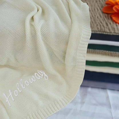 TTMIZA Personalized Baby Knit Blanket Custom Embroidered with Name for Newborn Baby Boy and Girl Nursery Blankets Gifts (photo 4)