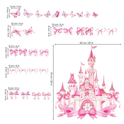 wondever Wall Decals Set - Large Castle & Butterfly Stickers for Nursery Decor