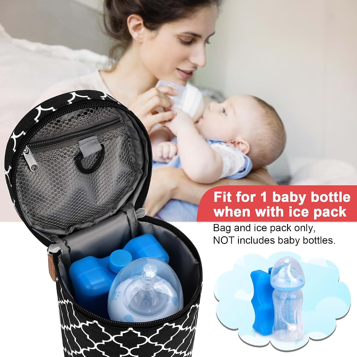 Accmor Breastmilk Cooler Bag With Ice Pack Insulated Bottle Tote For Daycare Black