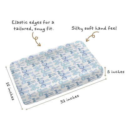 Tewrnvioc Dirty Blue Changing Pad Cover