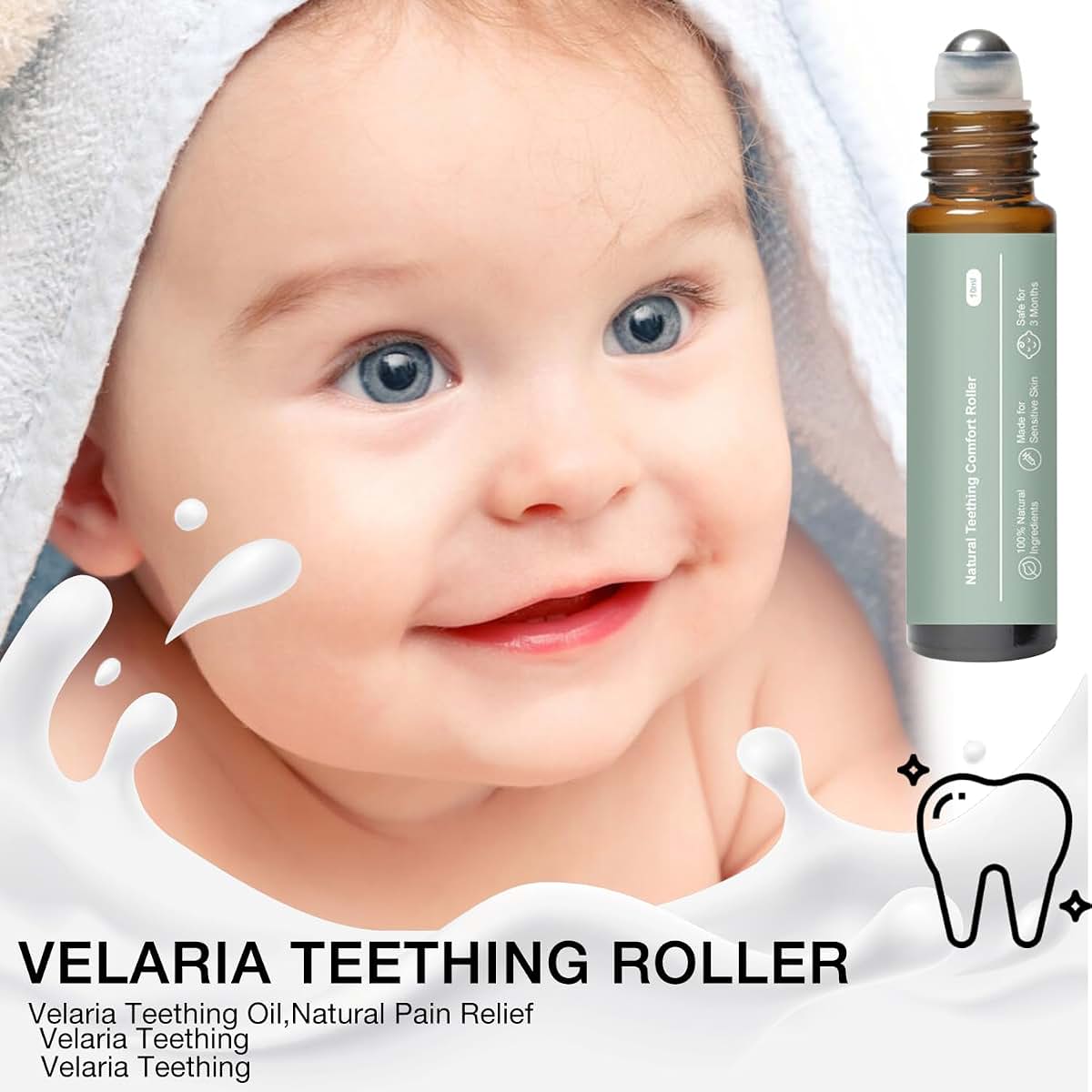 Leixu 3-Piece Teething Roller, Natural Gentle Relief Roller for Babies 18 Months to 6 Years