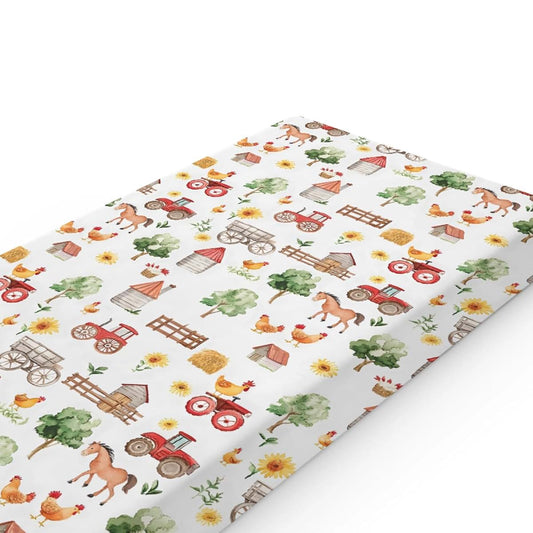 S2tMhb Horse Chicken Pattern Changing Pad Cover Liner for Unisex Baby,Farm Theme Snug Fitted Diaper Table Covers for