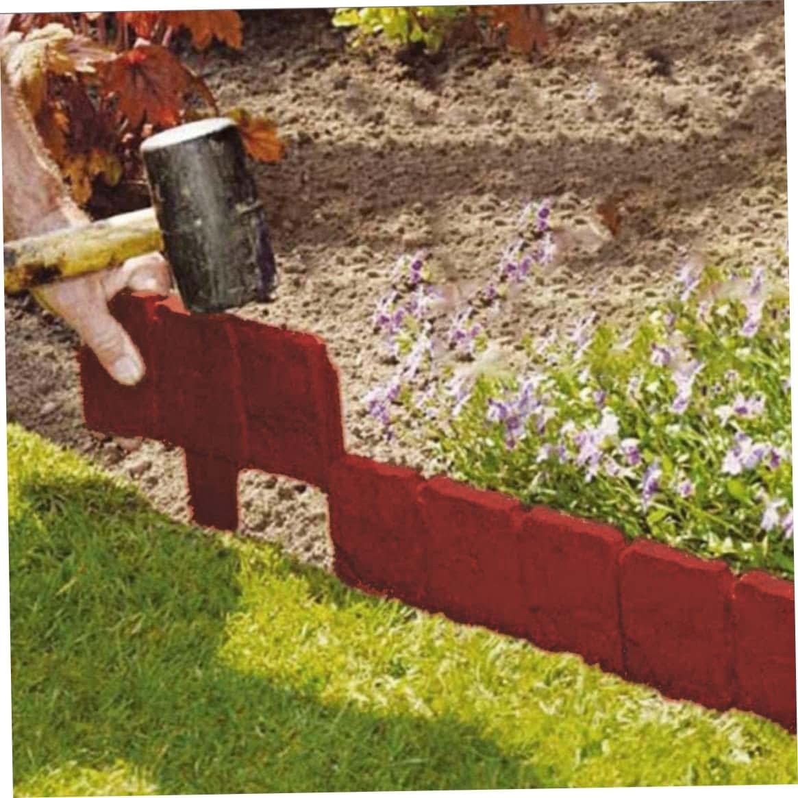 YLHHWVY 10Pcs Black Plant Border Stone Effect Lawn Edging Plastic Garden Palisade Fence Plant Border for Flower Bed