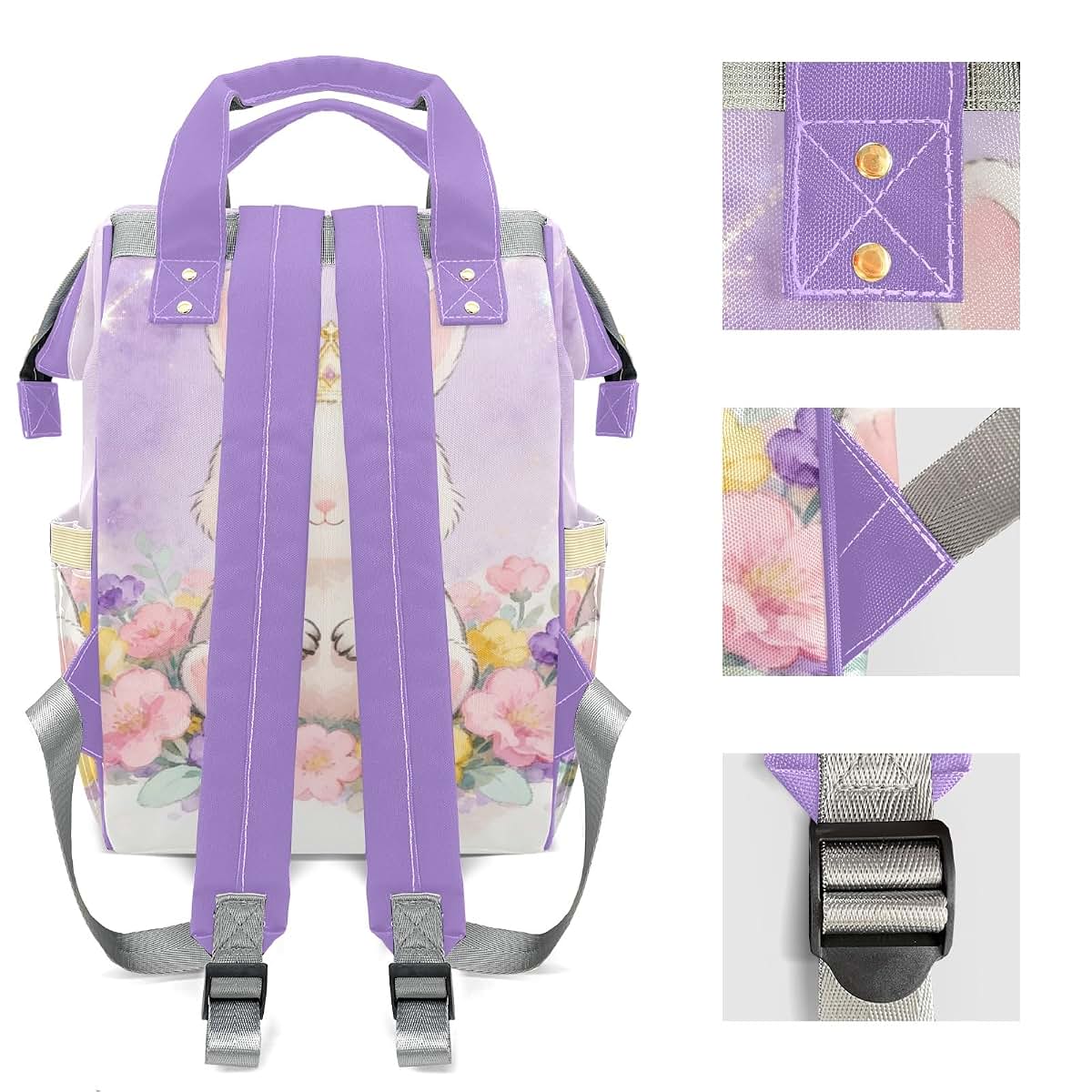 Joyestore Personalized Crown Cute Little Bunny Custom Mom Diaper Backpack (photo 4)