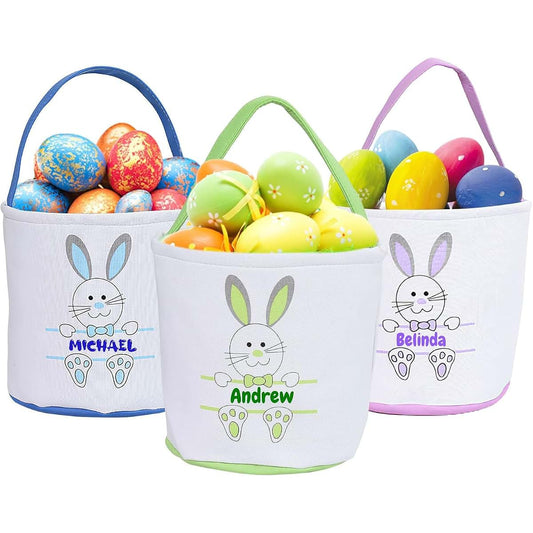 GosilenceWa Personalized Easter Basket for Girls Boys Kids with Name Large Custom Easter Baskets for Eggs Candy Gifts