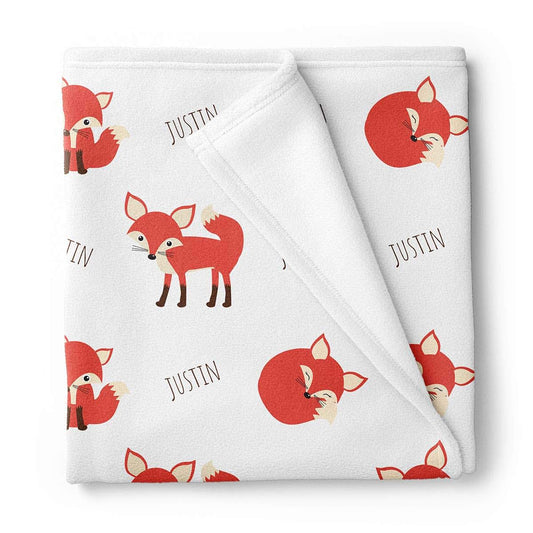 Lovable Gift Co Personalized Fox Fleece Baby Blanket