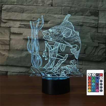 Fishing 3D Illusion Night Light for Kids Room Decoration