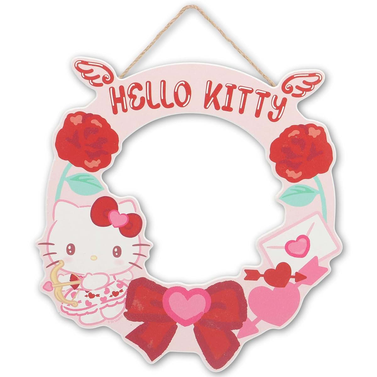 Hello Kitty Bow Wreath Hanging Wood Wall Decor