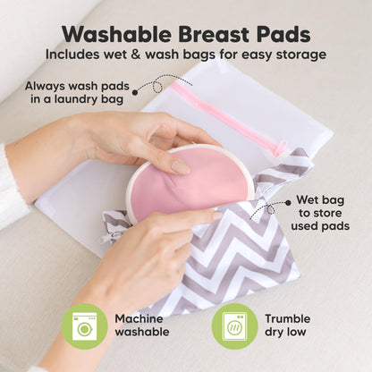 KeaBabies Organic Nursing Pads - 14 Washable Breast Pads