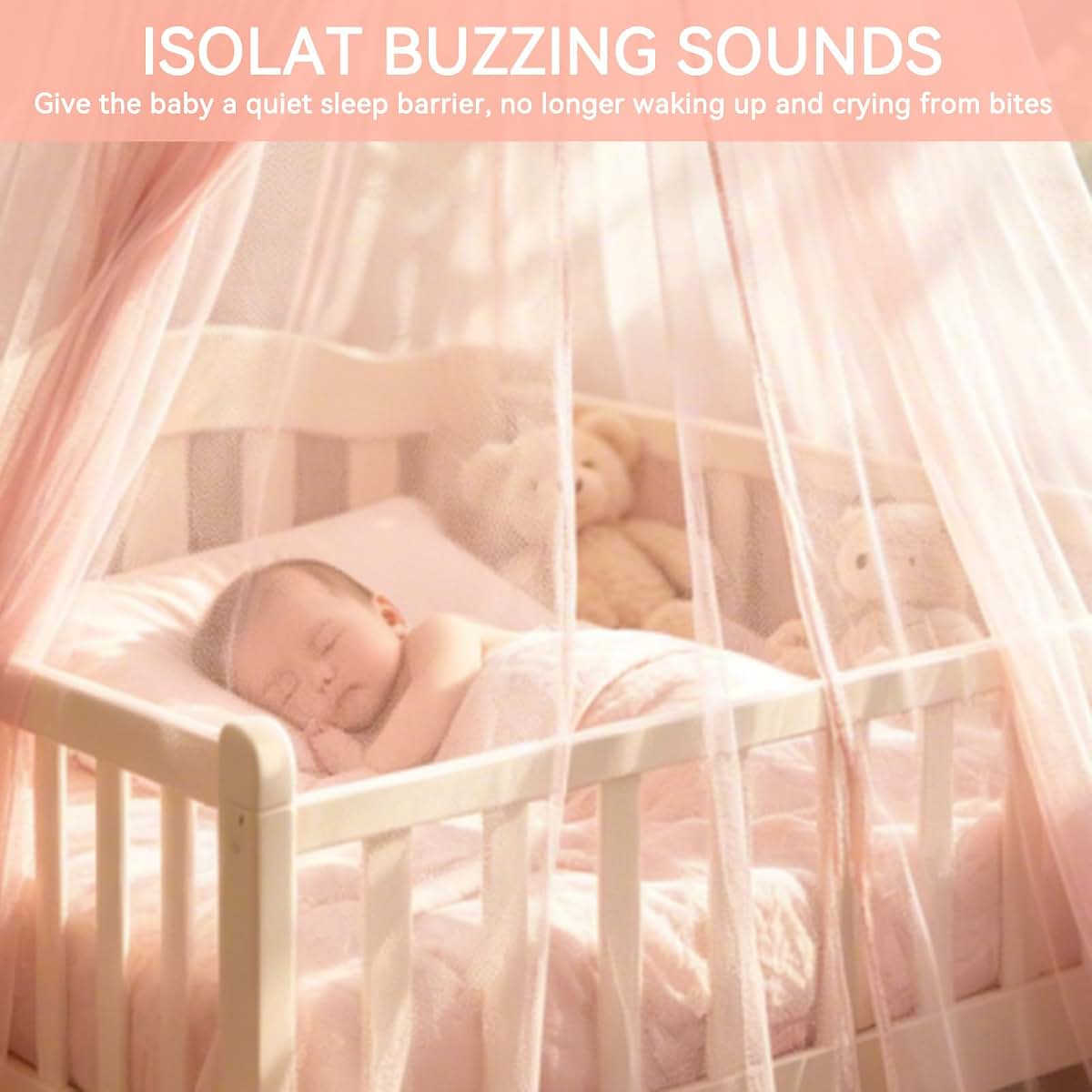 Jwthee Mosquito Net for Bed, Bed Canopy, Princess Round Dome Canopy Bed Curtains Hanging Bed Net Room Castle Play Tent