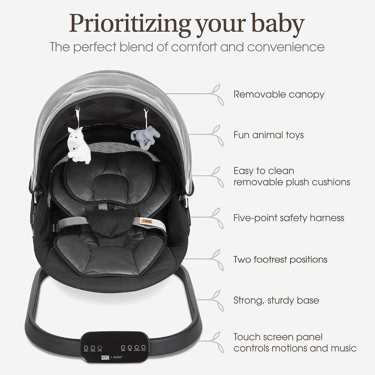 Evolur Comfort Cocoon Baby Swing with Bluetooth and Remote Control (photo 4)