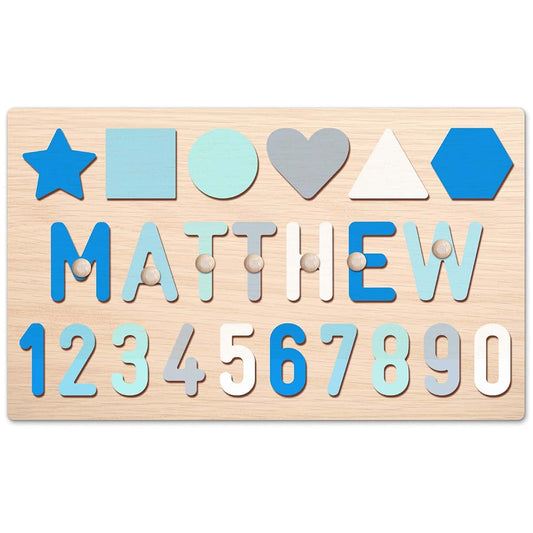 Gowelly Name Puzzle for Kids Personalized, 1 Year Old Girl Gifts, Baby Gifts Toys (Number)