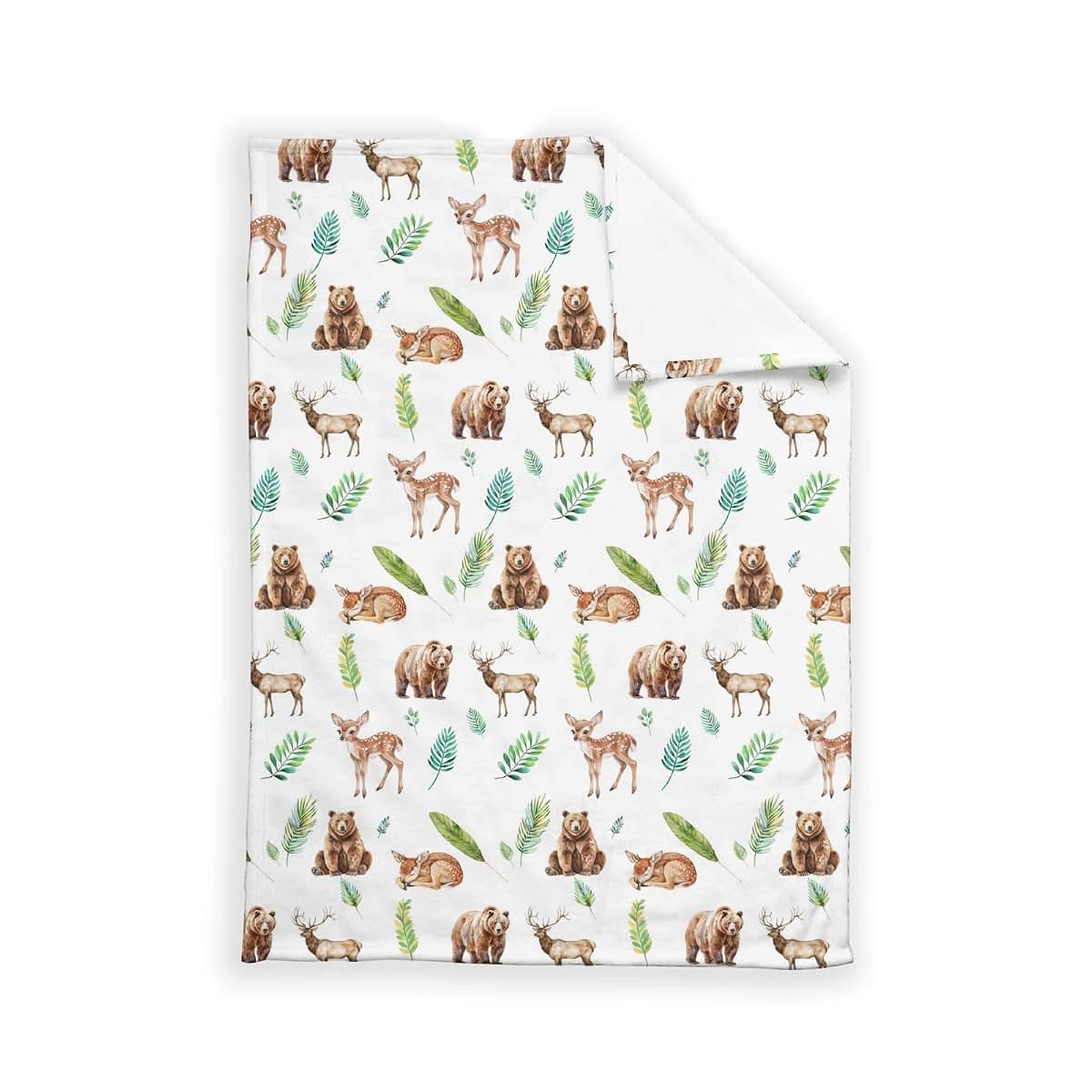 SqtmuHLuo Animal Baby Blanket Boys Gift Bear Deer Flannel Plush Nursery Bed Blanket Newborn Swaddling Blankets Infant