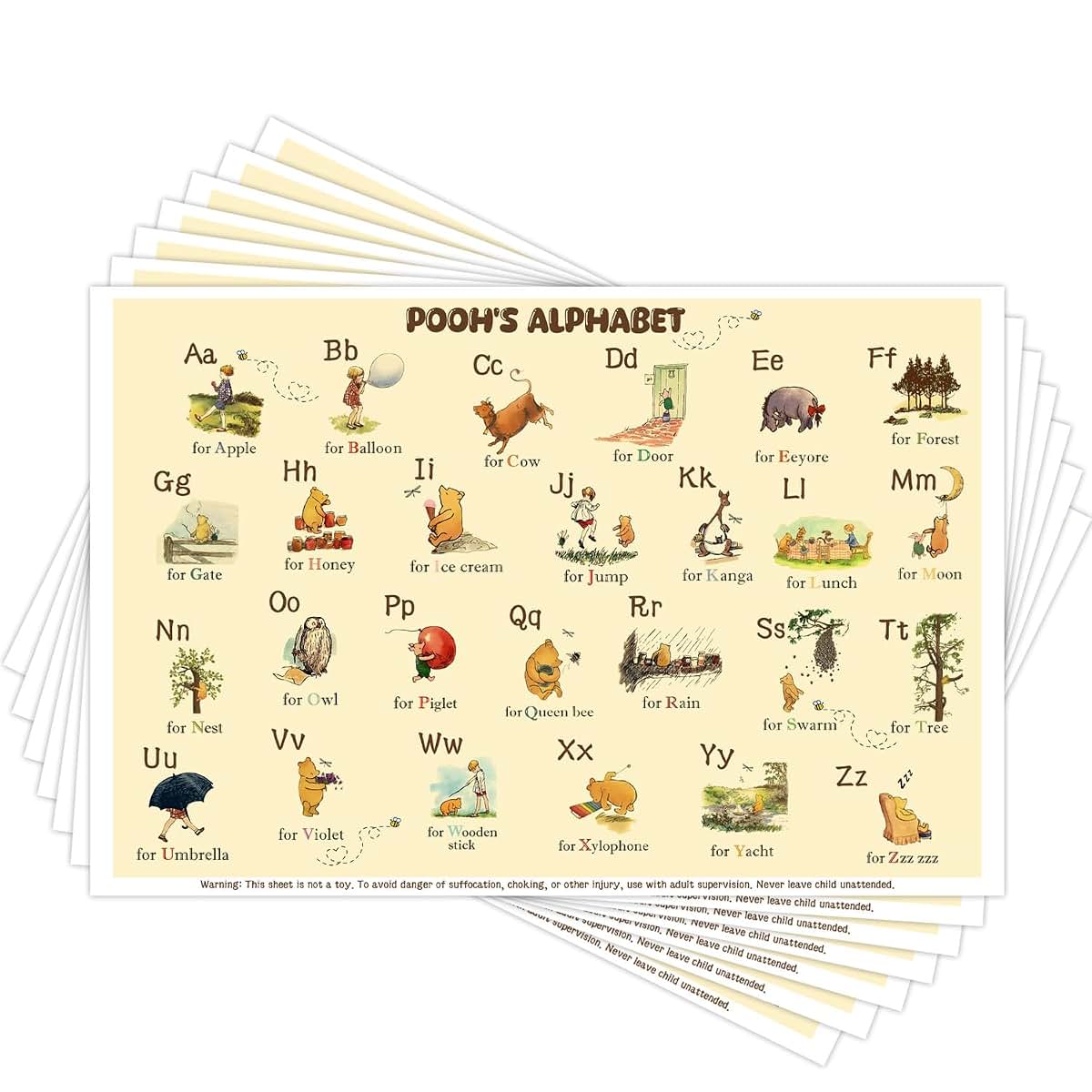 Winnie Pooh Bear Disposable Placemats for Kids Dining Table Mats