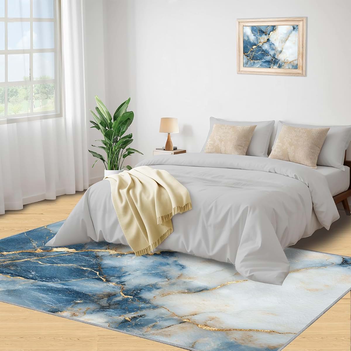 HYGIUID Modern Luxury Marble Area Rugs 4x5 - Stone Textured Marbling Rug for Entryway, Abstract Marble Washable Entry