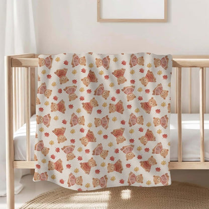 Selgkds Cute Bears Orange Fall Leaves Baby Blankets for Girl Boy Pastel Bear Sweaters Autumn Infant Toddler Newborn (photo 2)
