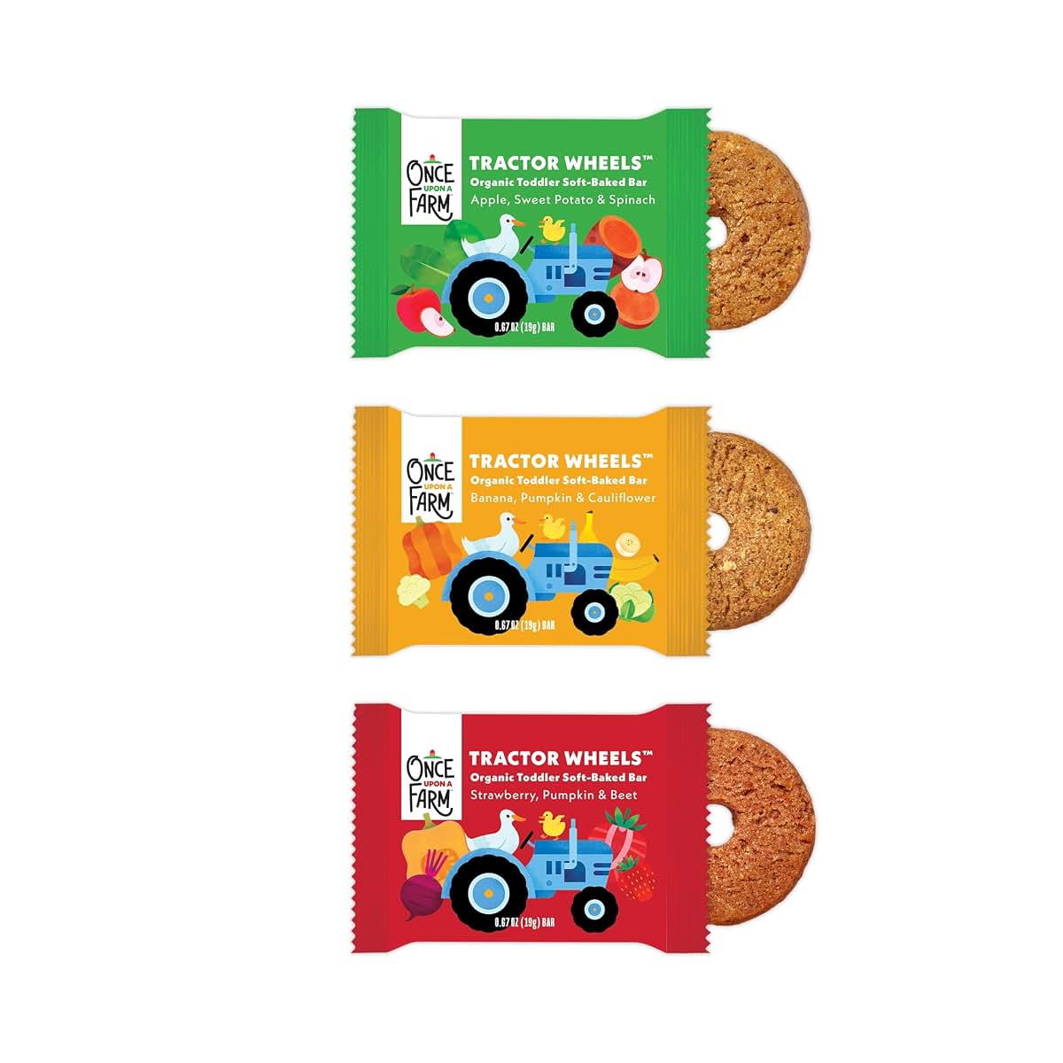 Once Upon a Farm Organic Tractor Wheels Snack Bars Variety Pack