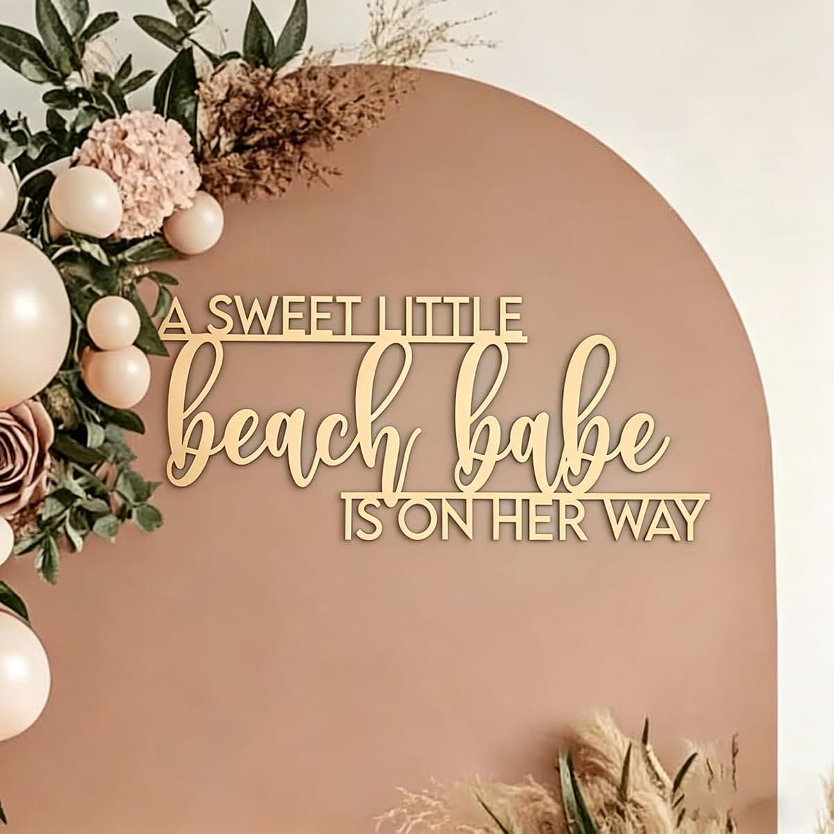 BabyOneStop A Little Beach Babe Is On The Way Wooden Backdrop Sign