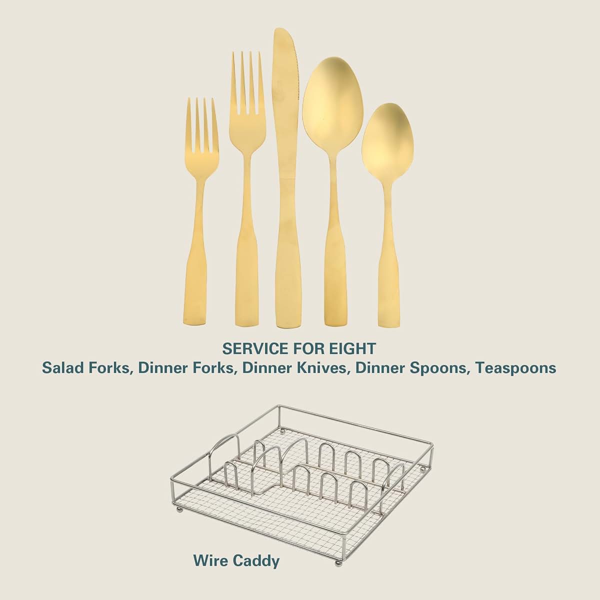 Gibson Abbeville Gold Flatware Stainless Steel Utensil Set for 8