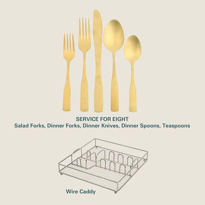 Gibson Abbeville Gold Flatware Stainless Steel Utensil Set for 8