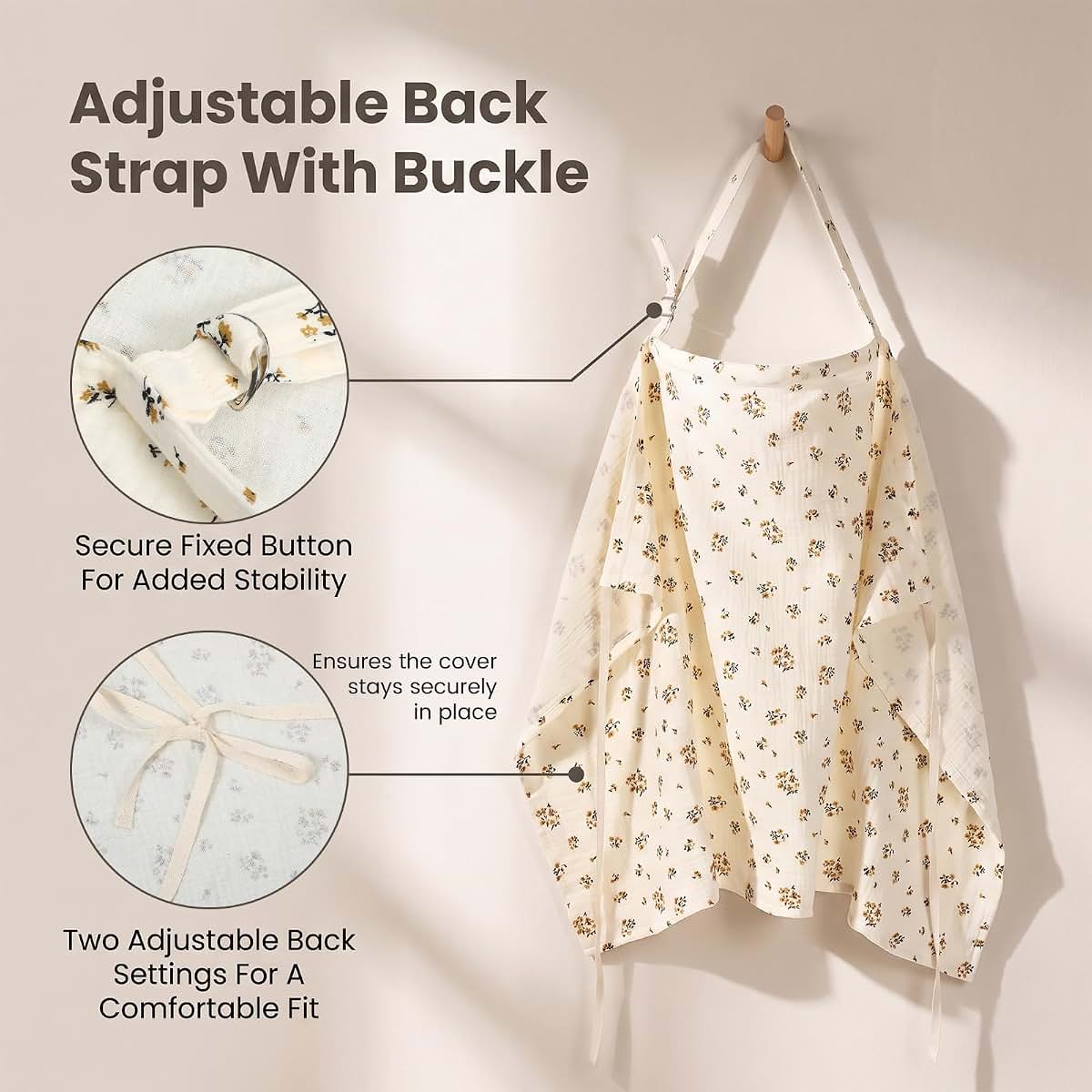 Hadnves Muslin Nursing Cover Up for Breastfeeding Breathable Khaki (photo 3)