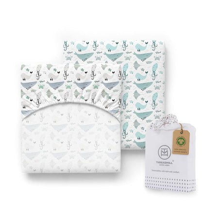 Threadmill 100% Organic Cotton Fitted Crib Sheets, 2 Pack
