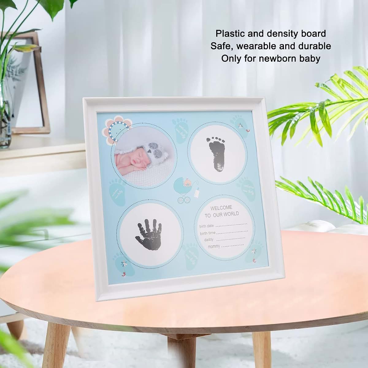 Kufoo Baby Handprint Footprint Kit, Wear Resistant Safe Baby Print Frame Kit for Display for Newborns (Blue) (photo 3)