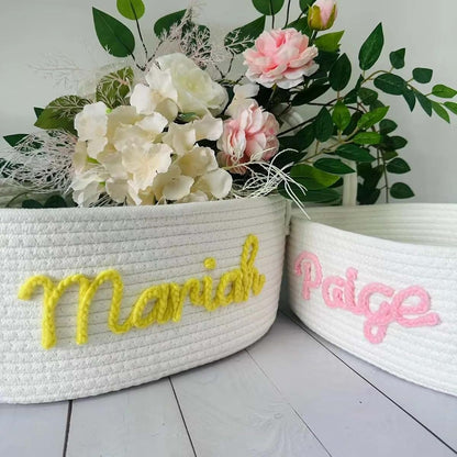 Zhongzhi Custom Name Basket With Multi-Colour Knitted Yarn