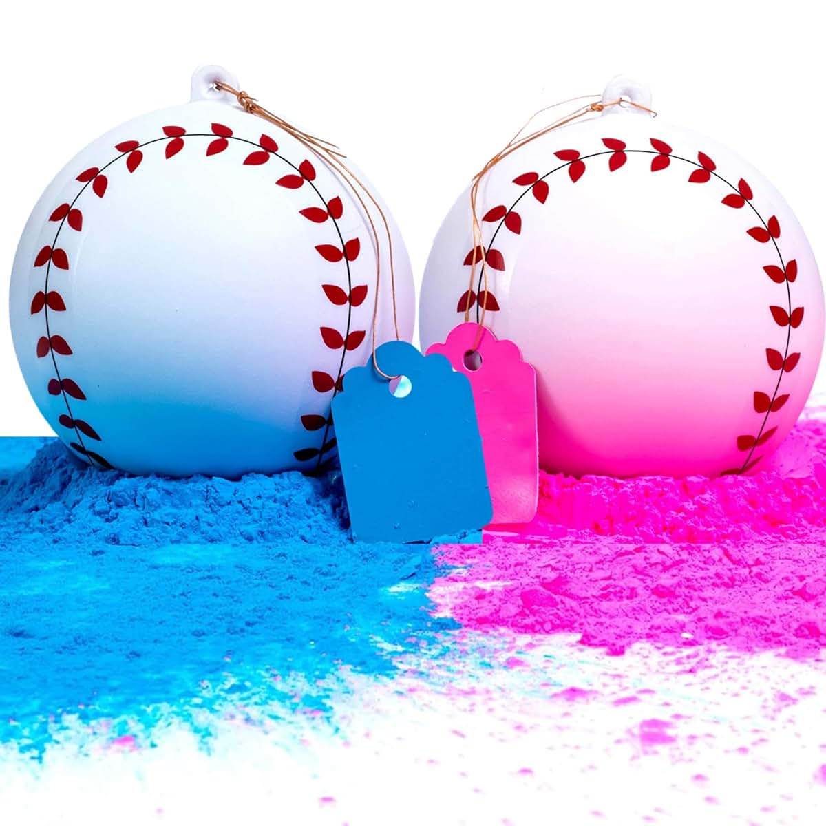 Winsharp Gender Reveal Baseball Set: Pink and Blue Powdered Balls for Party Supplies