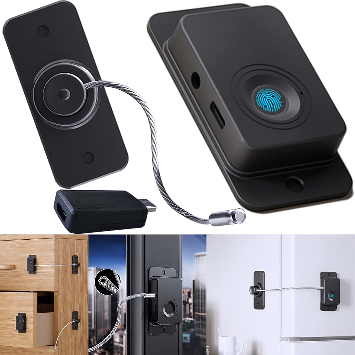 BabyOneStop Bstsilver Fingerprint Fridge And Cabinet Lock With USB Backup