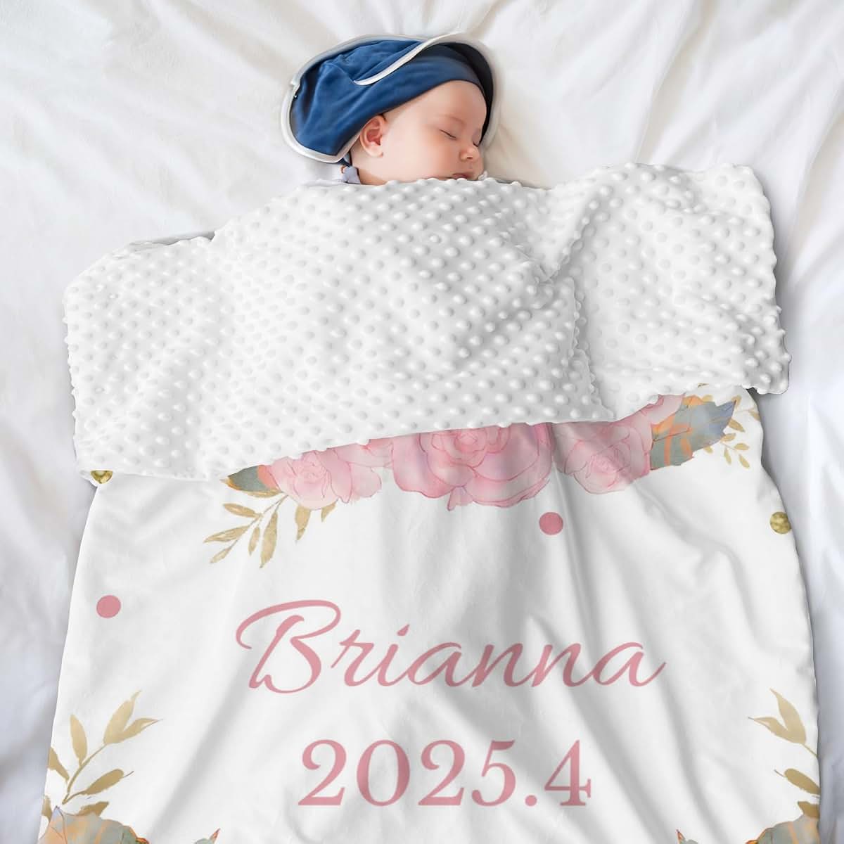 ZHOUSFK Personalized Baby Blanket for Girls Custom Baby Blanket with Name Elephant Floral Customized Baby Blanket Gifts (photo 2)