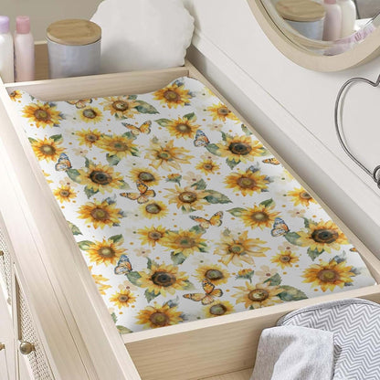 Hwmmbh Watercolor Sunflowers Baby Changing Pad Cover