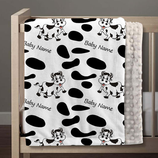 Gifts Everywhere Customized Baby Newborn Gifts, Personalized Baby Lovely Cow Blankets for Boys and Girls with Name