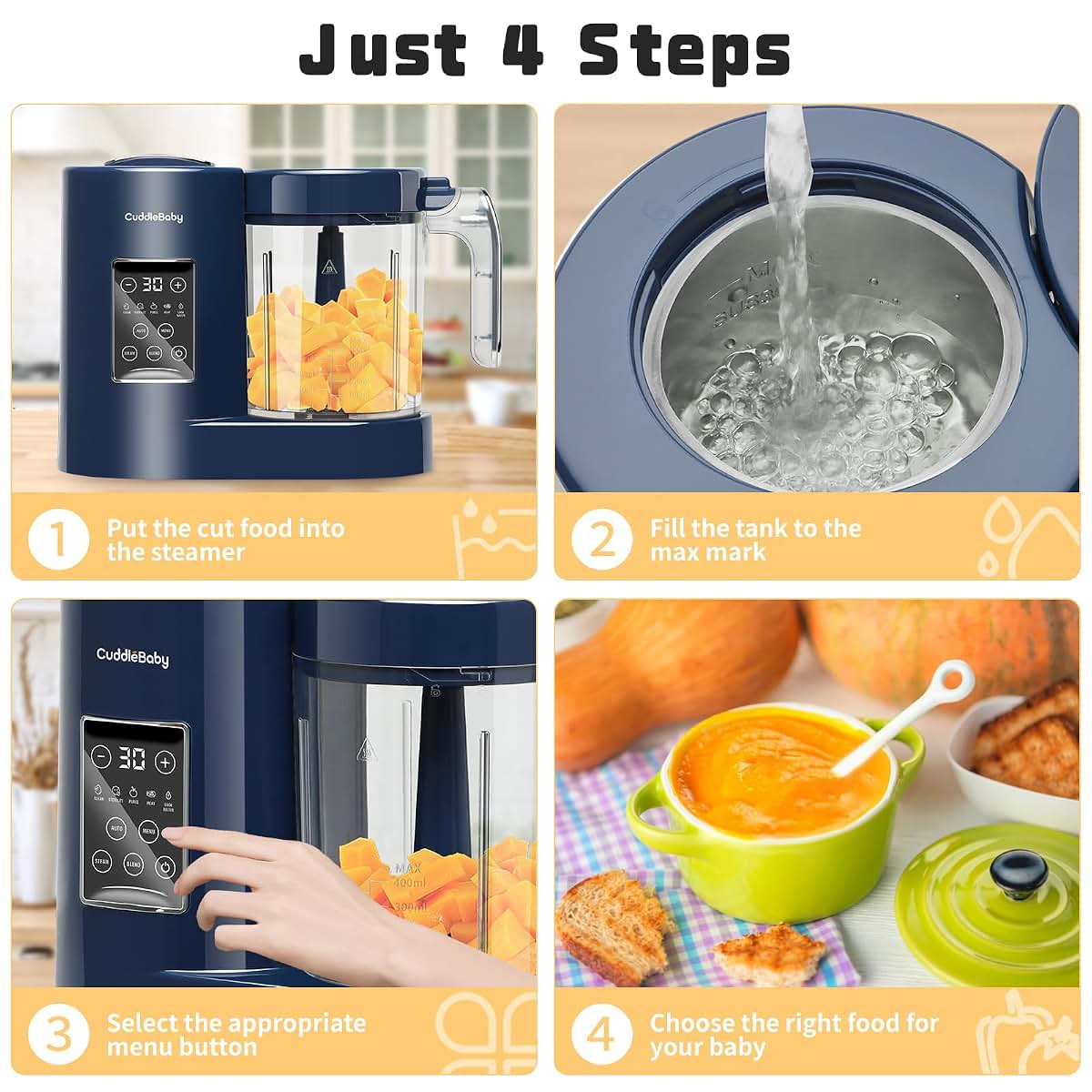CuddleeBaby Baby Food Maker With Touch Screen Control In Blue (photo 4)