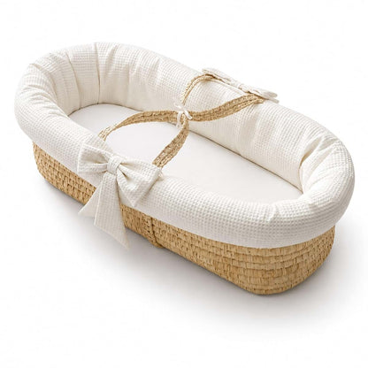 Ababy Custom Waffle Pique Moses Basket With Mattress And Liner