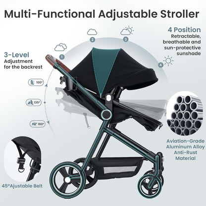 Leooy Convertible Stroller for Newborn and Toddler Use