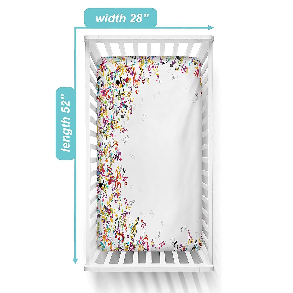 XISUNYA Music Fitted Crib Sheet, Microfiber Silky Soft Baby Bedding
