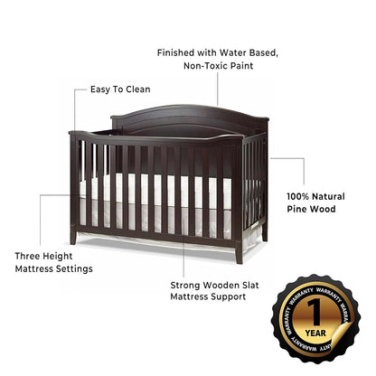 Sorelle Berkley Round Top 4-in-1 Convertible Crib in Espresso (photo 3)