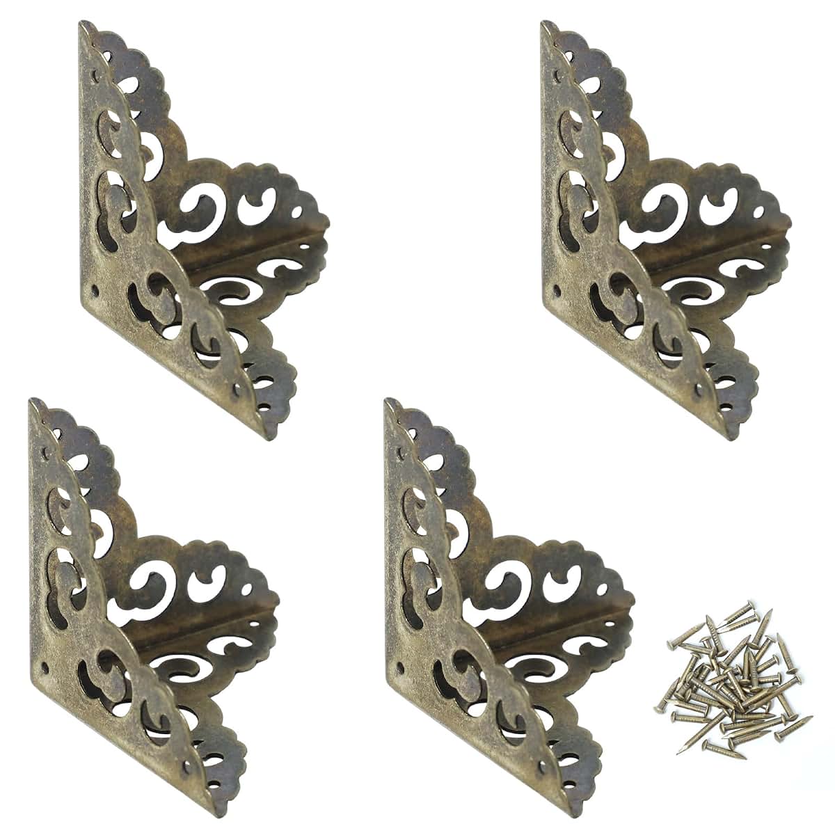 BabyOneStop Metal Corner Protector 4 Pcs Antique Bronze Zinc Alloy Furniture Corner Cover