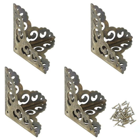 BabyOneStop Metal Corner Protector 4 Pcs Antique Bronze Zinc Alloy Furniture Corner Cover