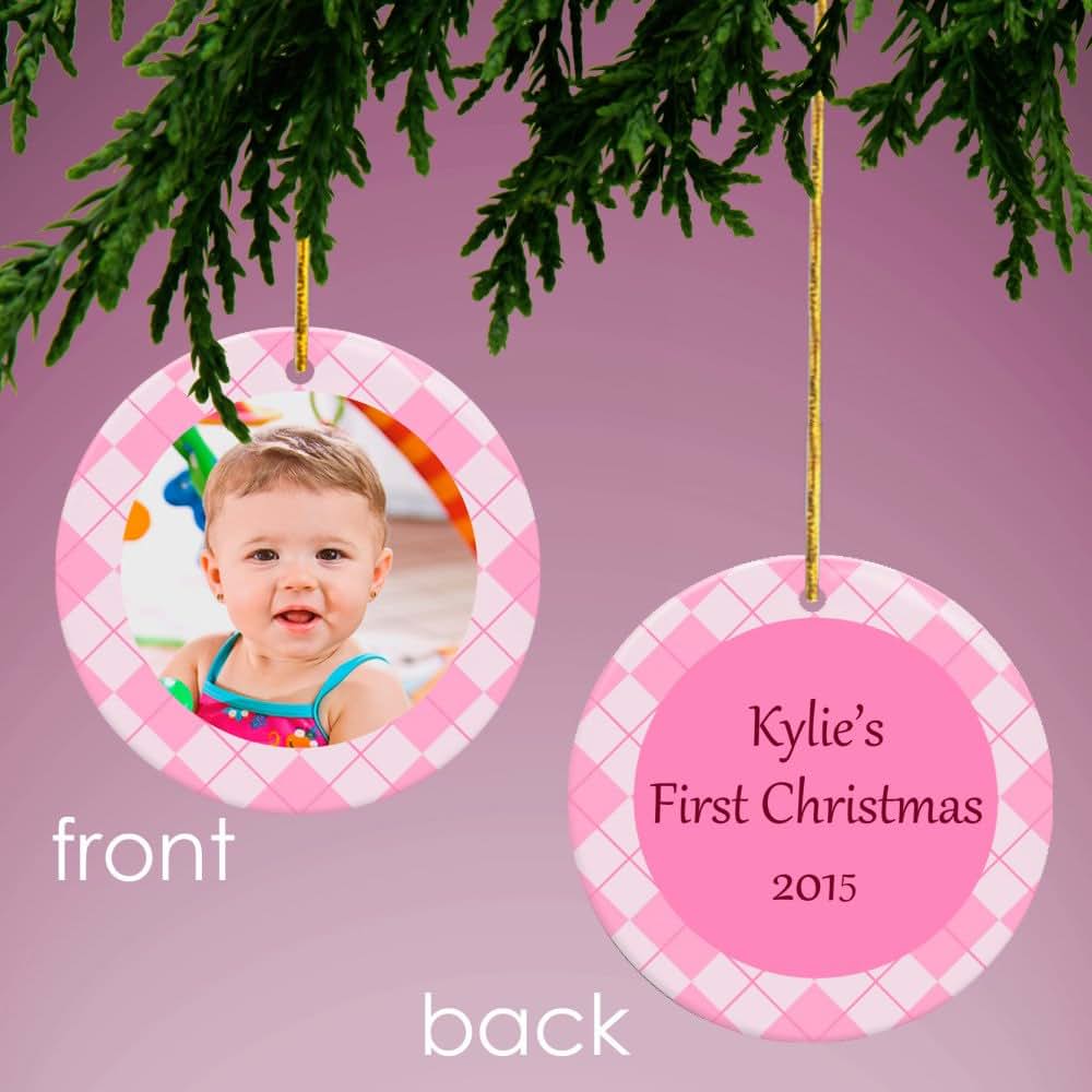 Memorable Gifts Baby Pink Personalized Photo Ornament