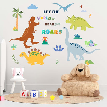 Amimagen Dinosaur Wall Stickers, 2-Pack Self-Adhesive PVC Decals for Nursery