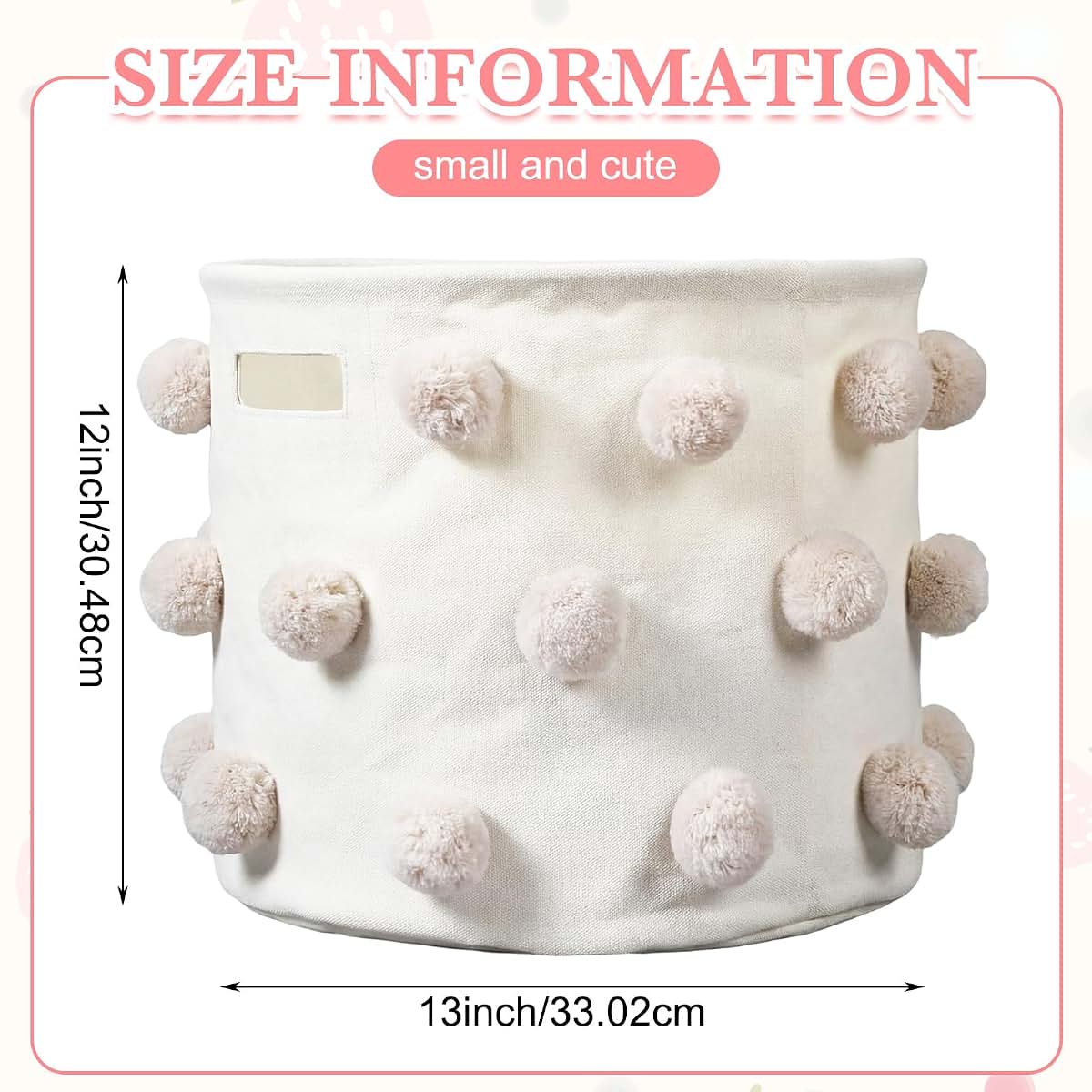 Acellegic Pom Pom Basket Canvas Storage Organizer for Nursery